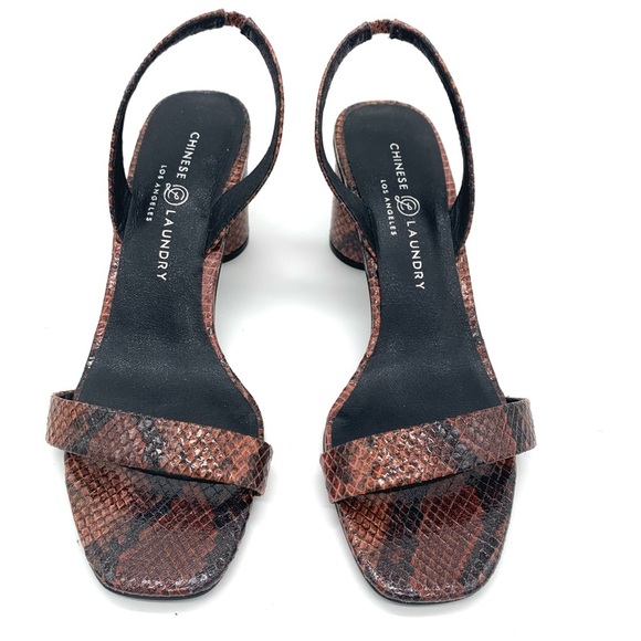 Chinese Laundry Yumi Snakeskin Brown Sandals - Picture 3 of 8